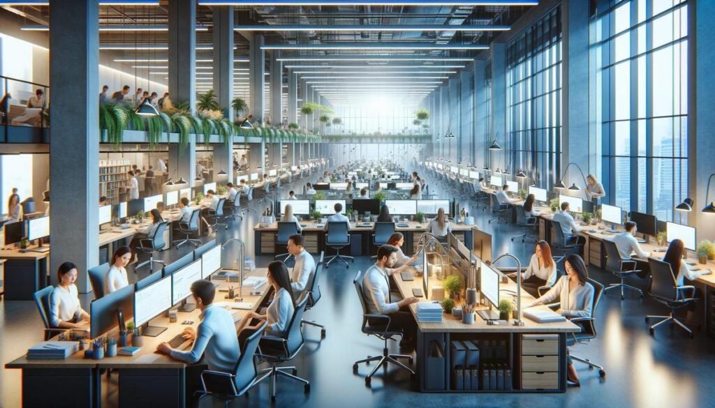 Фотография рабочего пространства в казахстанской компании, подчеркивающая важность сертификации.